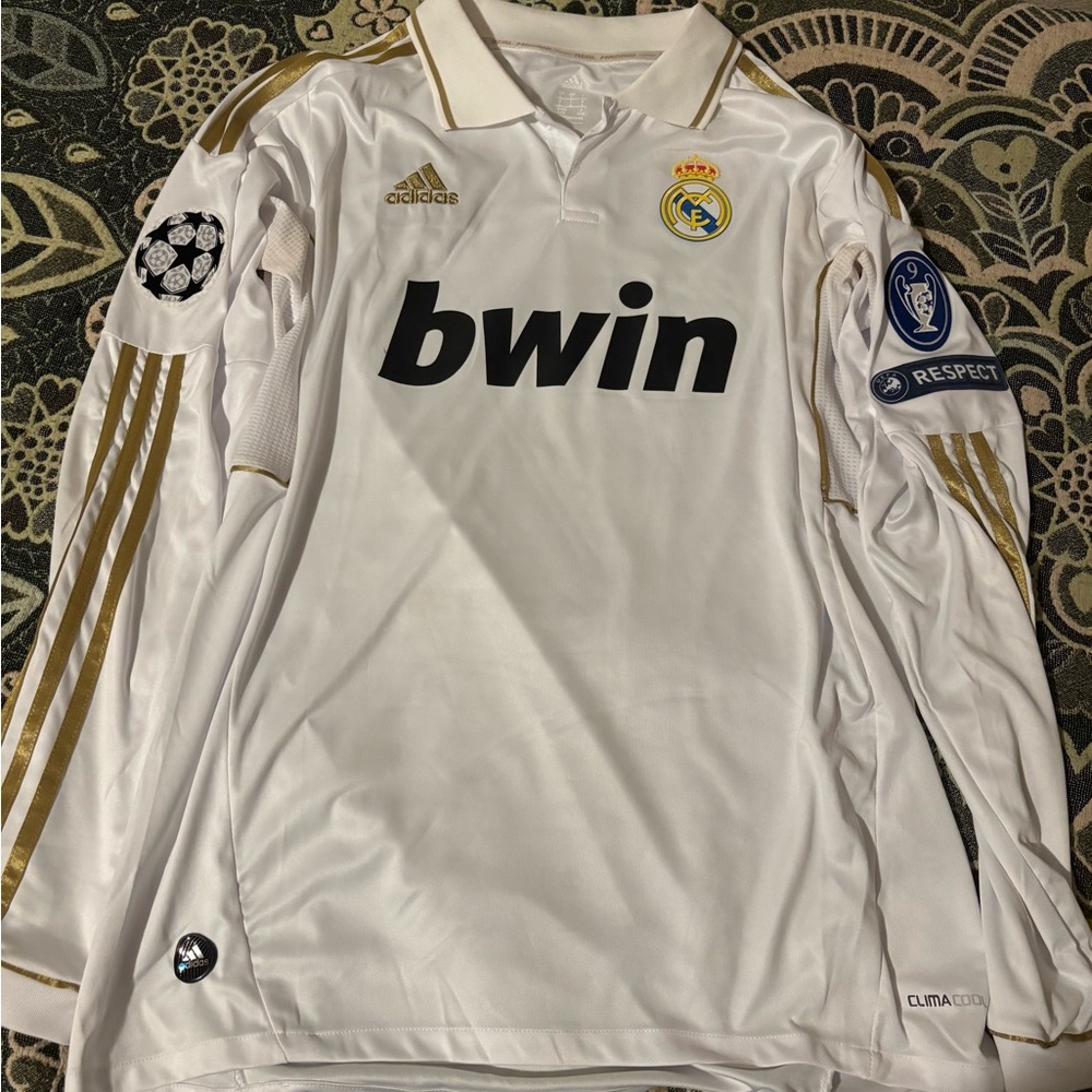 Adidas White and Gold Real Madrid Jersey